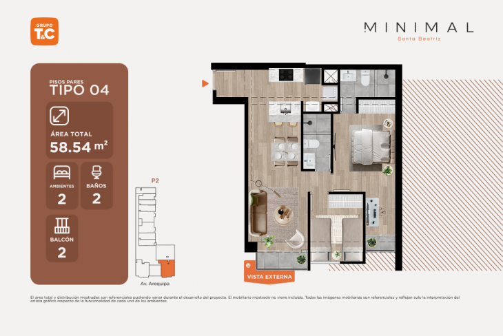 Plano del modelo TIPO4 del proyecto MINIMAL en Cercado De Lima