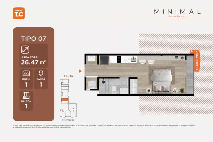 Plano del modelo TIPO7 del proyecto MINIMAL en Cercado De Lima