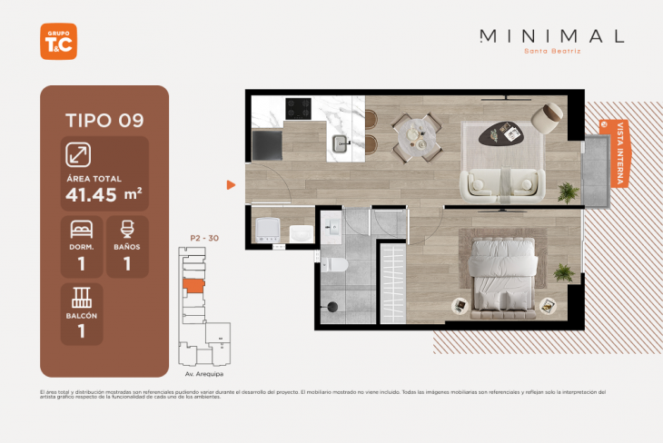 Plano del modelo TIPO9 del proyecto MINIMAL en Cercado De Lima