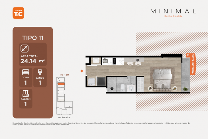 Plano del modelo TIPO11 del proyecto MINIMAL en Cercado De Lima