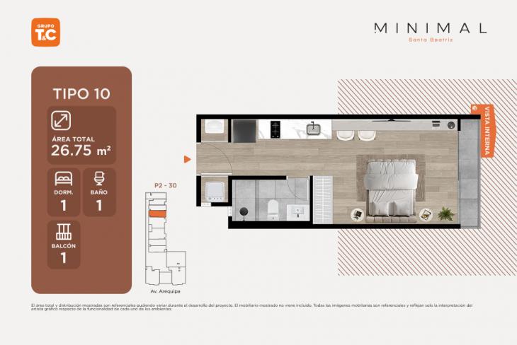 Plano del modelo TIPO10 del proyecto MINIMAL en Cercado De Lima