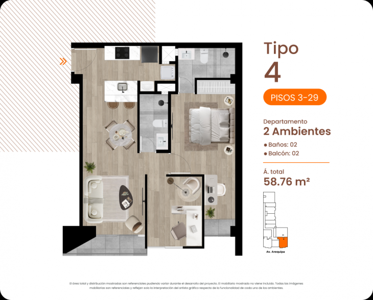 Plano del modelo TIPO4 del proyecto MINIMAL en Cercado De Lima