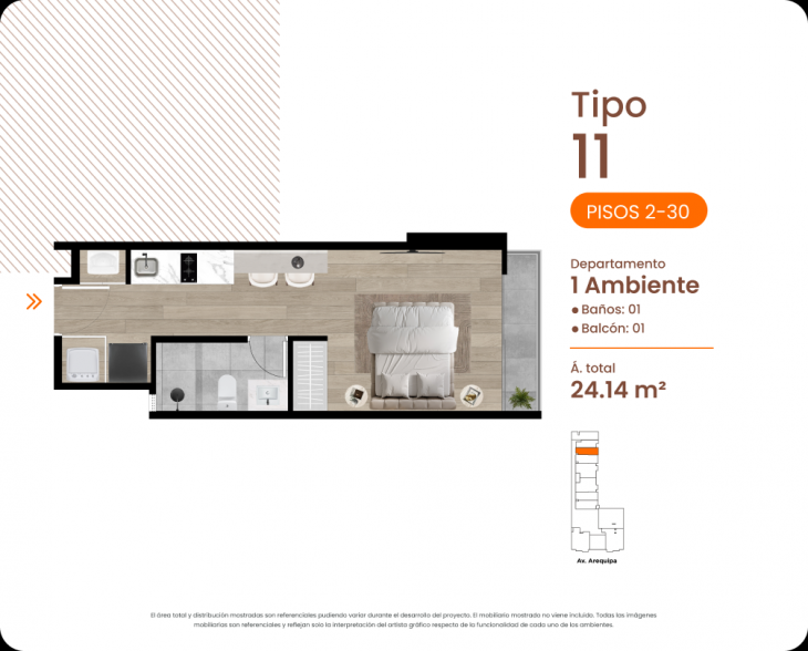Plano del modelo TIPO11 del proyecto MINIMAL en Cercado De Lima