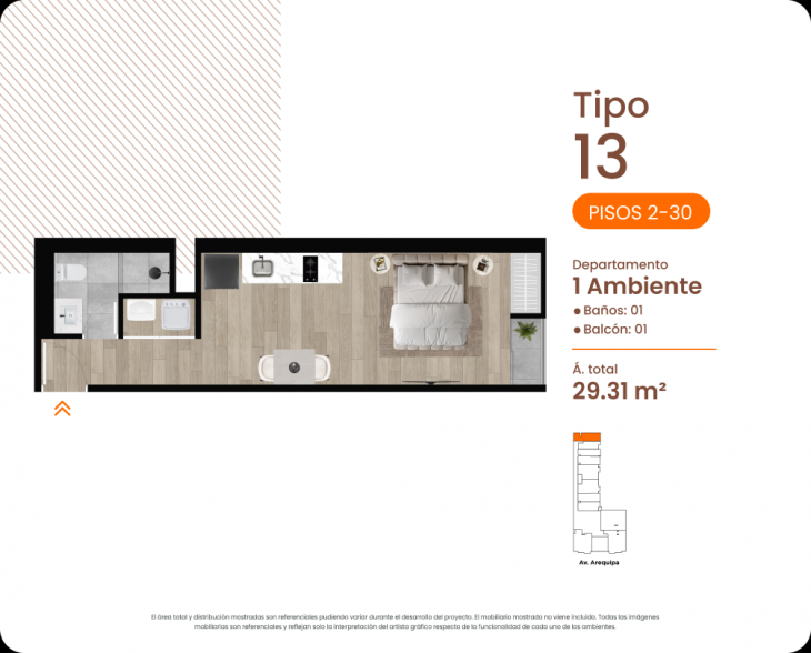 Plano del modelo TIPO13 del proyecto MINIMAL en Cercado De Lima