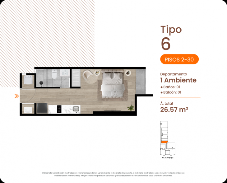 Plano del modelo TIPO6 del proyecto MINIMAL en Cercado De Lima