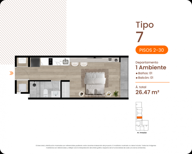 Plano del modelo TIPO7 del proyecto MINIMAL en Cercado De Lima