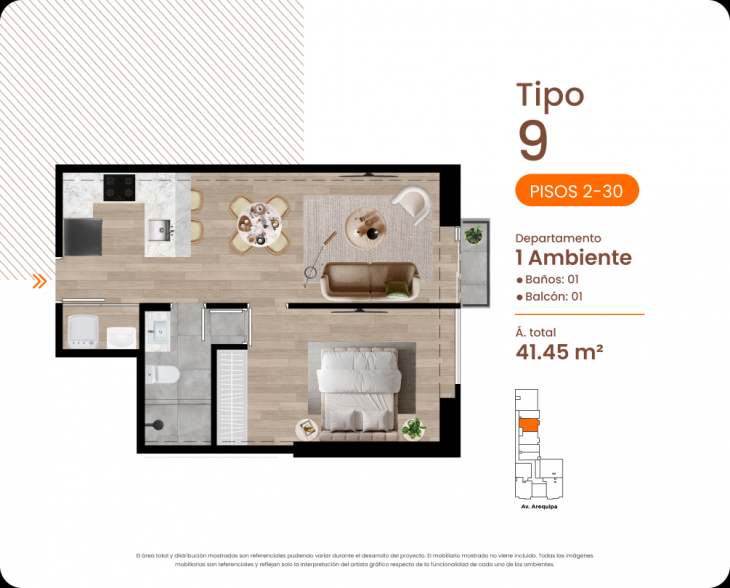 Plano del modelo TIPO9 del proyecto MINIMAL en Cercado De Lima