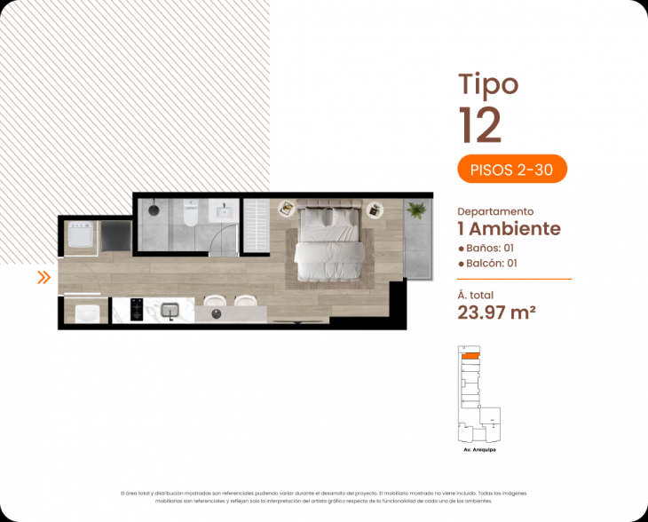 Plano del modelo TIPO12 del proyecto MINIMAL en Cercado De Lima