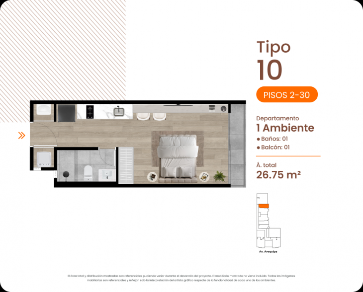 Plano del modelo TIPO10 del proyecto MINIMAL en Cercado De Lima