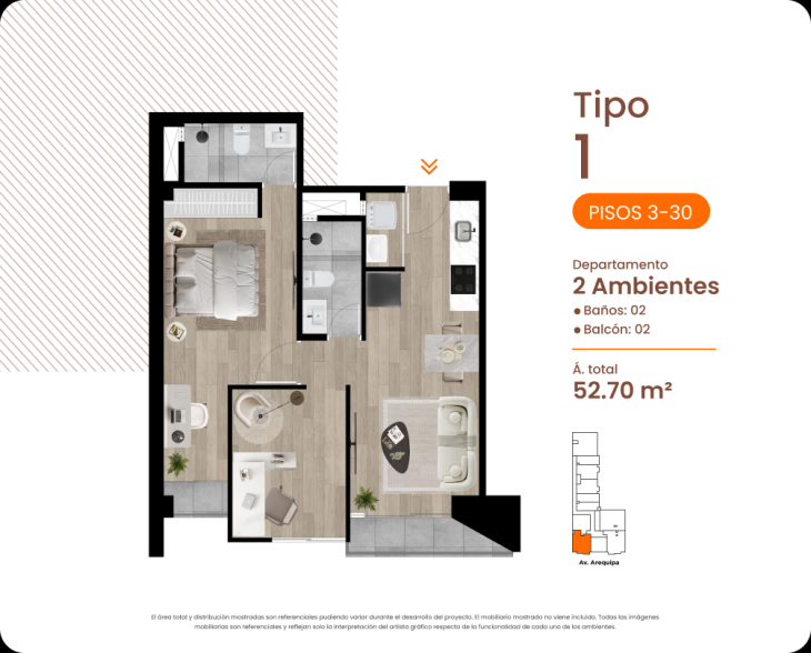 Plano del modelo TIPO1 del proyecto MINIMAL en Cercado De Lima