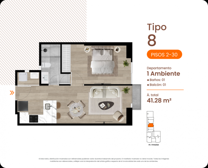 Plano del modelo TIPO8 del proyecto MINIMAL en Cercado De Lima