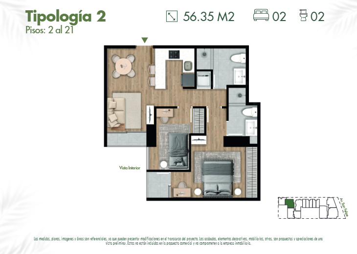 Plano del modelo 2 del proyecto SKY HOUSE en Jesus Maria