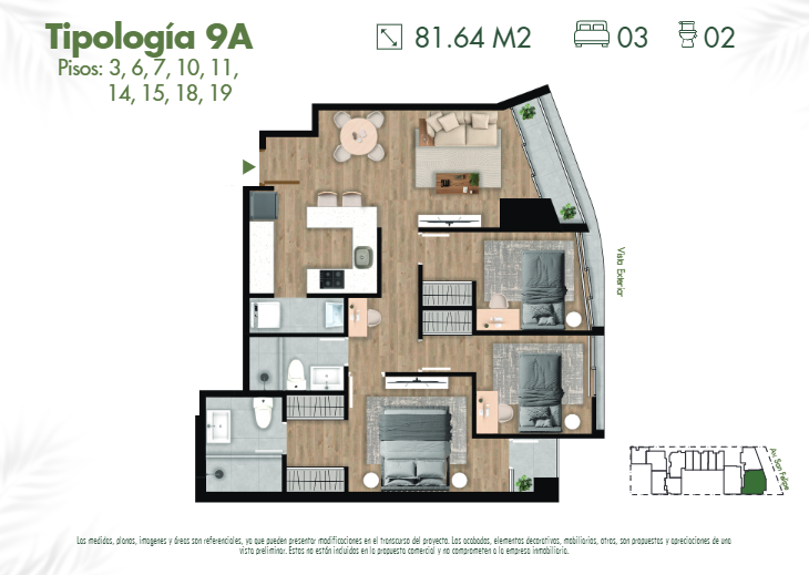 Plano del modelo 9A del proyecto SKY HOUSE en Jesus Maria