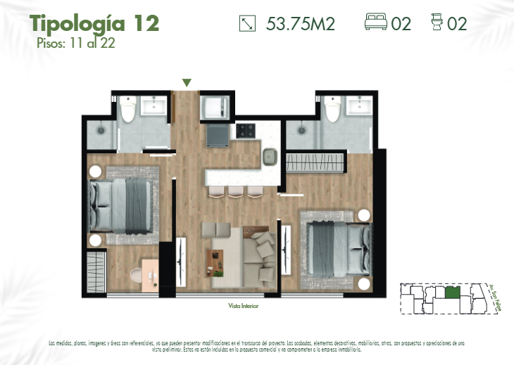 Plano del modelo 12 del proyecto SKY HOUSE en Jesus Maria