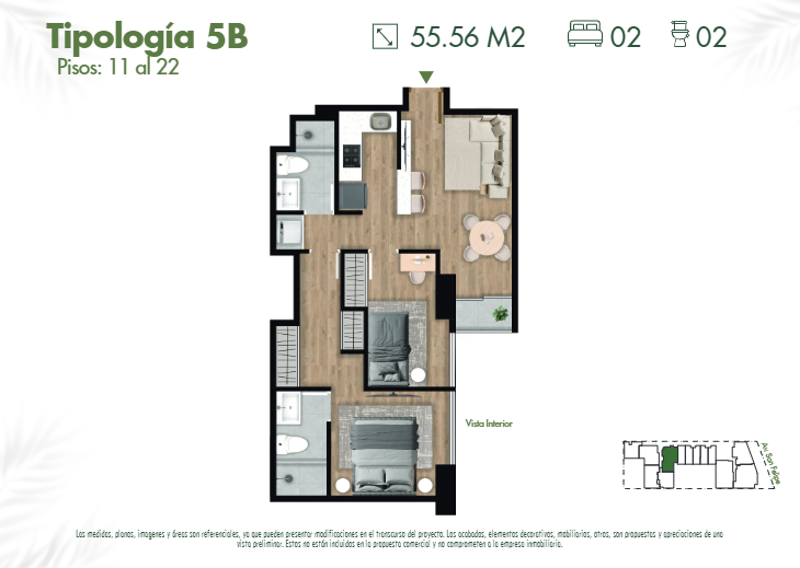 Plano del modelo 5B del proyecto SKY HOUSE en Jesus Maria
