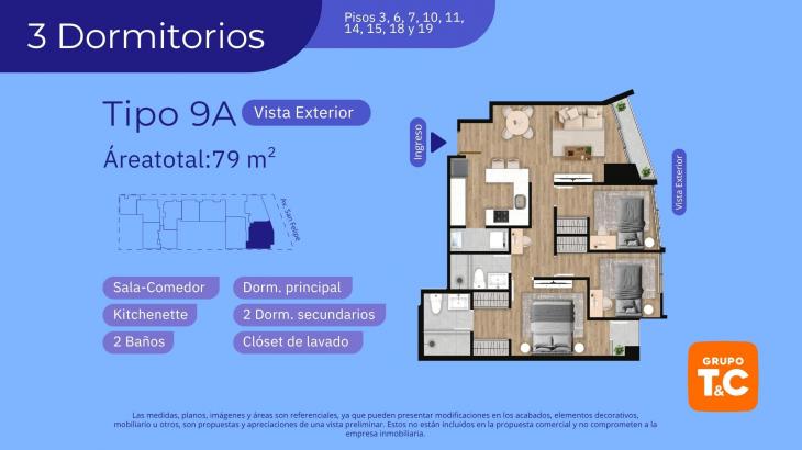 Plano del modelo 9A del proyecto SKY HOUSE en Jesus Maria