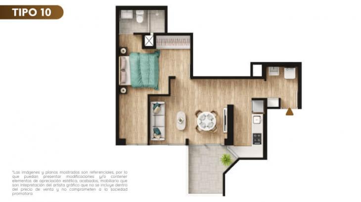 Plano del modelo TIPO 10 del proyecto Urban Mood Apartments en Barranco