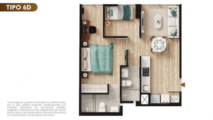 Plano del modelo TIPO 6D del proyecto Urban Mood Apartments en Barranco