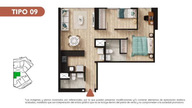 Plano del modelo TIPO 9 del proyecto LLUMS FAMILY STYLE en Jesus Maria