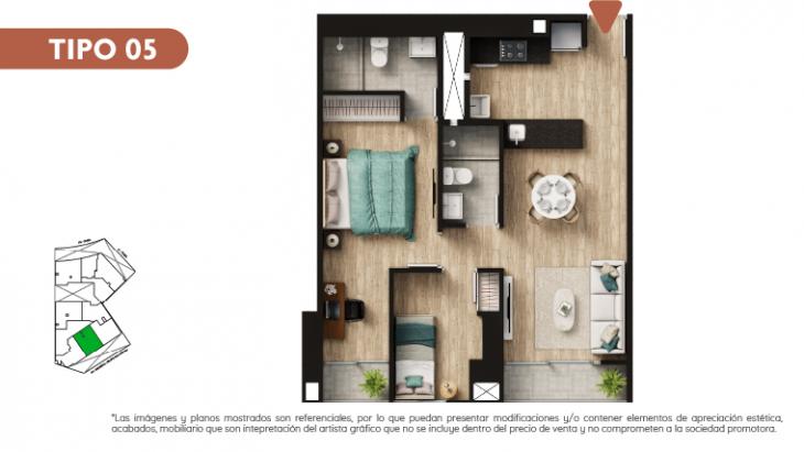 Plano del modelo TIPO 5 del proyecto LLUMS FAMILY STYLE en Jesus Maria