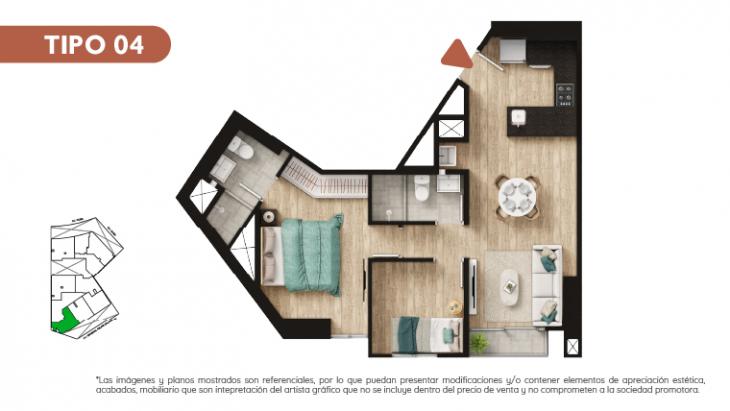 Plano del modelo TIPO 4 del proyecto LLUMS FAMILY STYLE en Jesus Maria