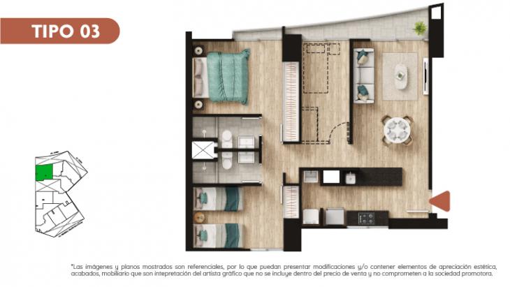 Plano del modelo TIPO 3 del proyecto LLUMS FAMILY STYLE en Jesus Maria