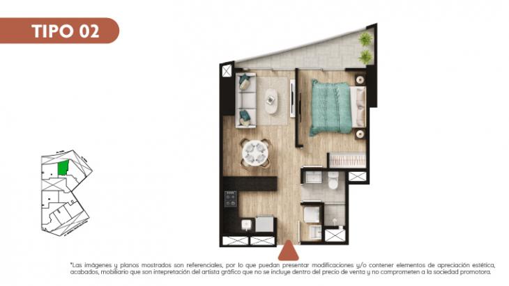 Plano del modelo TIPO 2 del proyecto LLUMS FAMILY STYLE en Jesus Maria