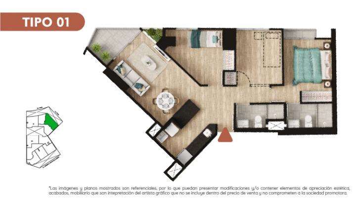 Plano del modelo TIPO 1 del proyecto LLUMS FAMILY STYLE en Jesus Maria