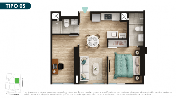 Plano del modelo Tipo 5 del proyecto SQ2 Work & Living Apartments en Surquillo