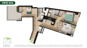 Plano del modelo TIPO 1A del proyecto Malena Family Apartments en Magdalena Del Mar