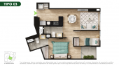 Plano del modelo TIPO 3 del proyecto Malena Family Apartments en Magdalena Del Mar