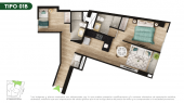 Plano del modelo TIPO 1B del proyecto Malena Family Apartments en Magdalena Del Mar