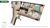 Plano del modelo TIPO 1C del proyecto Malena Family Apartments en Magdalena Del Mar