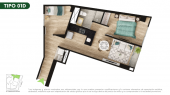Plano del modelo TIPO 1D del proyecto Malena Family Apartments en Magdalena Del Mar
