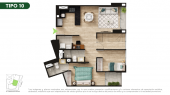 Plano del modelo TIPO 10 del proyecto Malena Family Apartments en Magdalena Del Mar