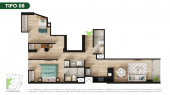 Plano del modelo TIPO 8 del proyecto Malena Family Apartments en Magdalena Del Mar