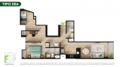 Plano del modelo TIPO 8A del proyecto Malena Family Apartments en Magdalena Del Mar