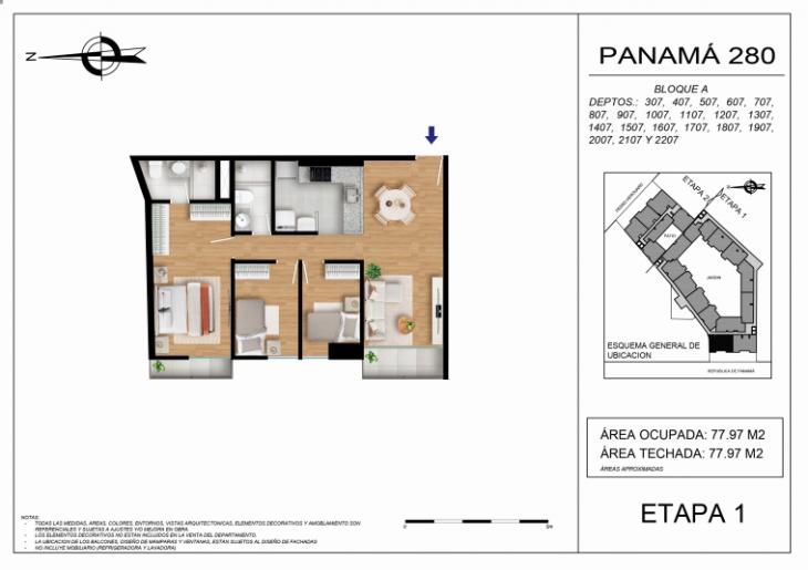 Plano del modelo BLOQUE A - 1207 del proyecto Panamá 280 en Barranco