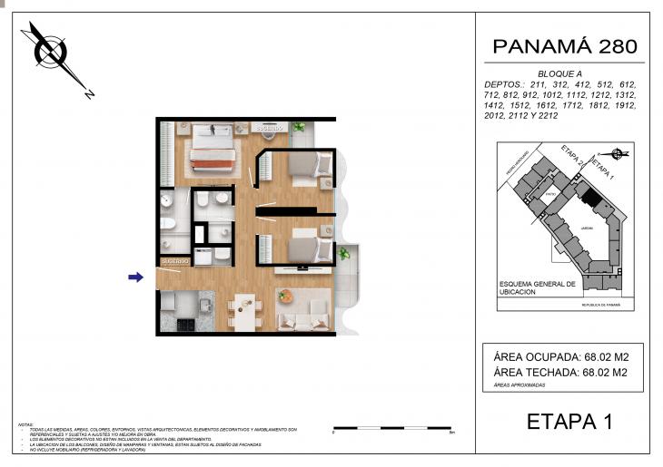 Plano del modelo BLOQUE A - 211 del proyecto Residencial Panamá 280 en Barranco