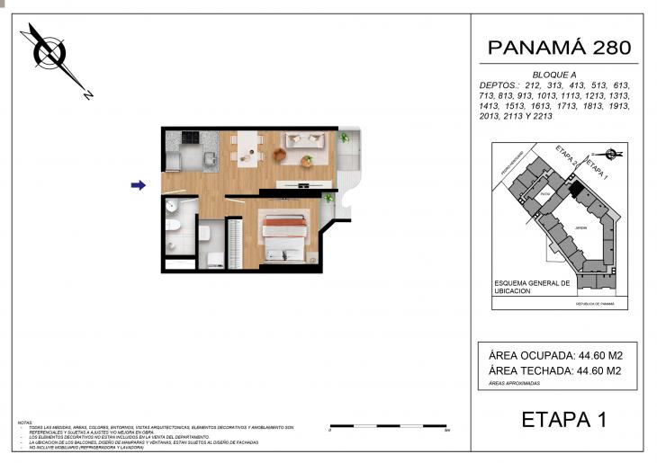 Plano del modelo BLOQUE A - 2113 del proyecto Residencial Panamá 280 en Barranco