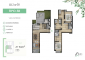 Plano del modelo TIPO 3B del proyecto ZANTE en Santiago De Surco