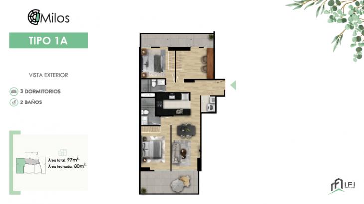 Plano del modelo TIPO 1A del proyecto MILOS en Chorrillos