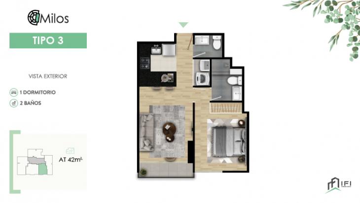 Plano del modelo TIPO 3 del proyecto MILOS en Chorrillos