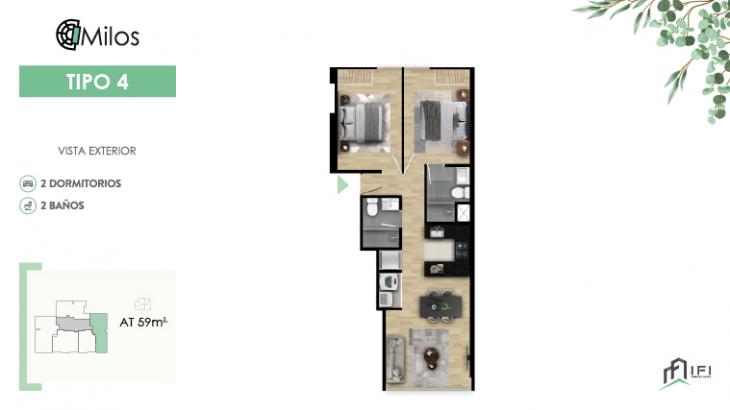 Plano del modelo TIPO 4 del proyecto MILOS en Chorrillos