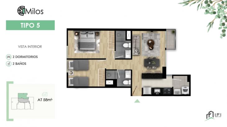 Plano del modelo TIPO 5 del proyecto MILOS en Chorrillos