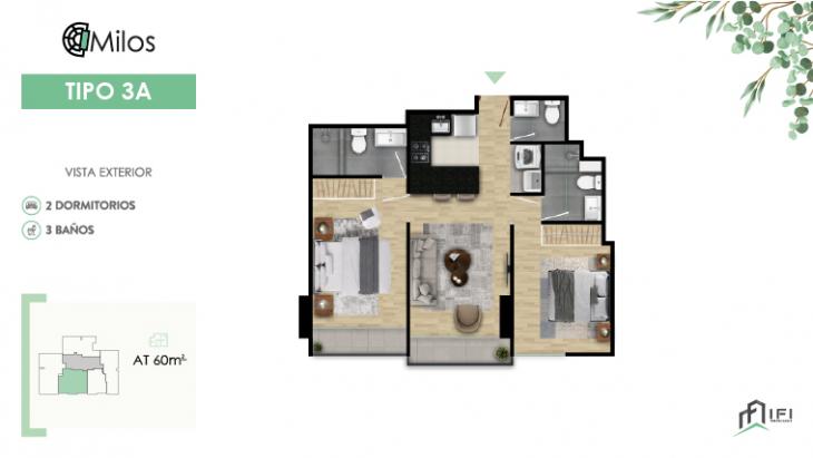 Plano del modelo TIPO 3A del proyecto MILOS en Chorrillos