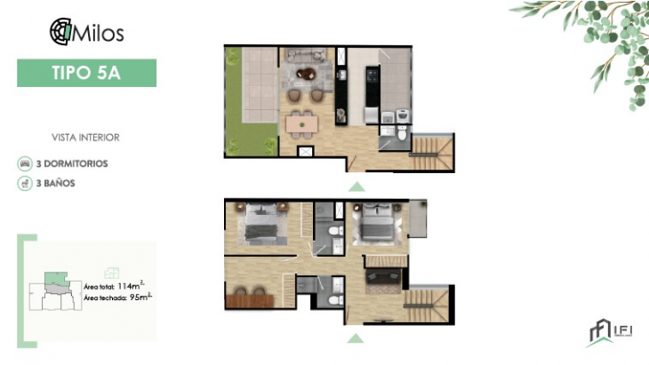 Plano del modelo TIPO 5A del proyecto MILOS en Chorrillos