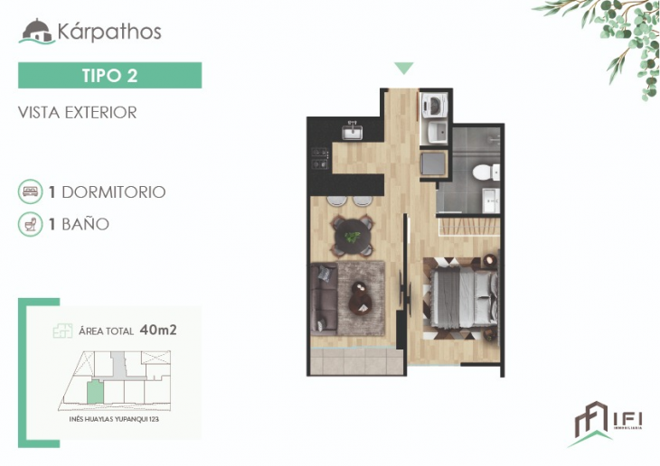 Plano del modelo TIPO 2 del proyecto KÁRPATHOS en San Miguel