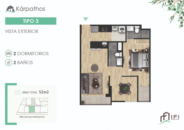 Plano del modelo TIPO 3 del proyecto KÁRPATHOS en San Miguel