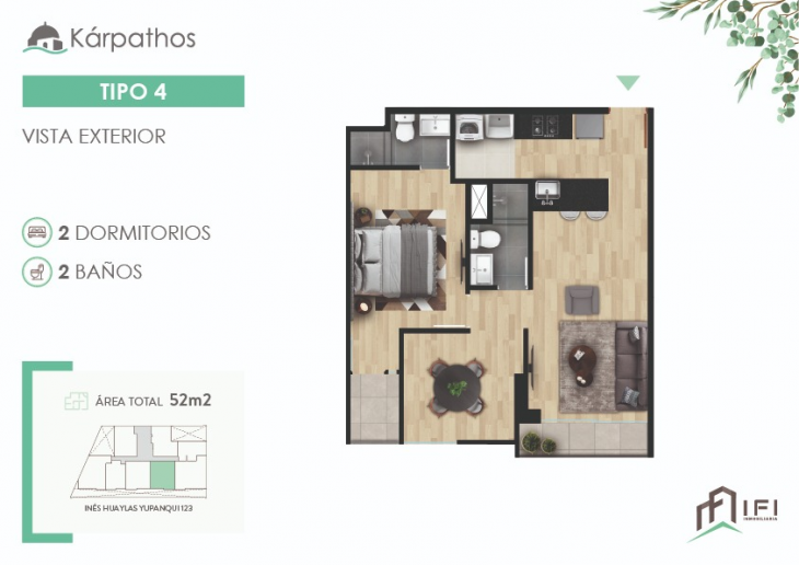 Plano del modelo TIPO 4 del proyecto KÁRPATHOS en San Miguel